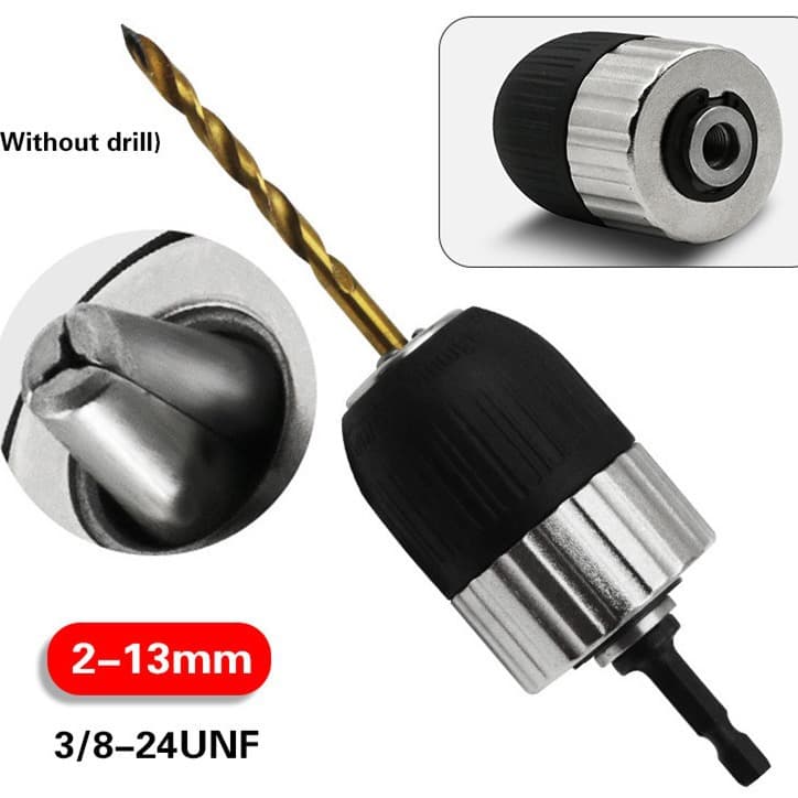 Sanou 2-13MM 3/8-24UNF semi-metal hand-tight with hex extension rod threaded small hole interface drill chuck