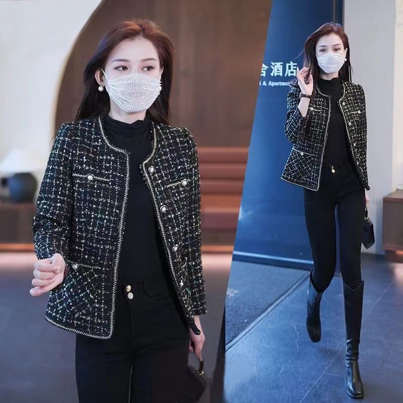 Plus Size Women's Elegant Little Chanel Style Jacket, Slimming and Flattering for Petite Figures, Luxury Fit