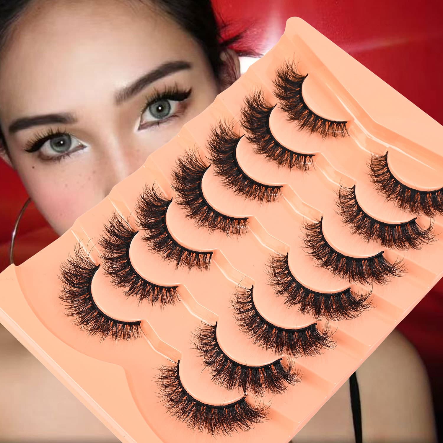 Cross-border Best-Selling 7-Pair Pack Thick Wavy Natural Curling Eyelashes, European and American Exaggerated False Lashes, Flat Factory Direct