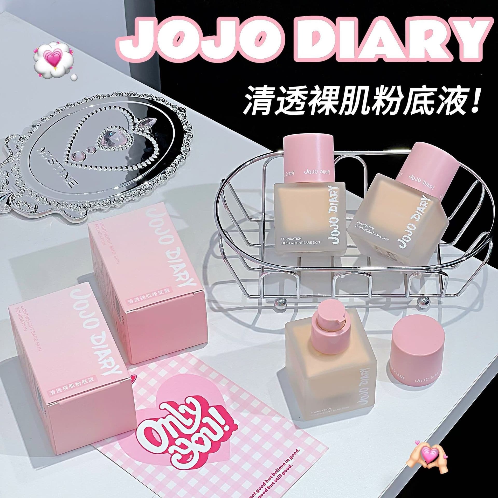 JOJO DIARY Clear Nude Foundation Liquid, Hydrating, Lightweight, Long-Lasting Creamy Finish, Conceals and Evens Skin Tone