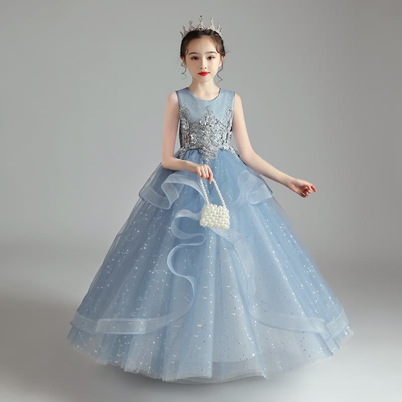 Children's Formal Dress Girls Host Princess Dress Flower Girl Wedding Piano Performance Outfit Light Luxury Fashion Birthday Tutu Skirt