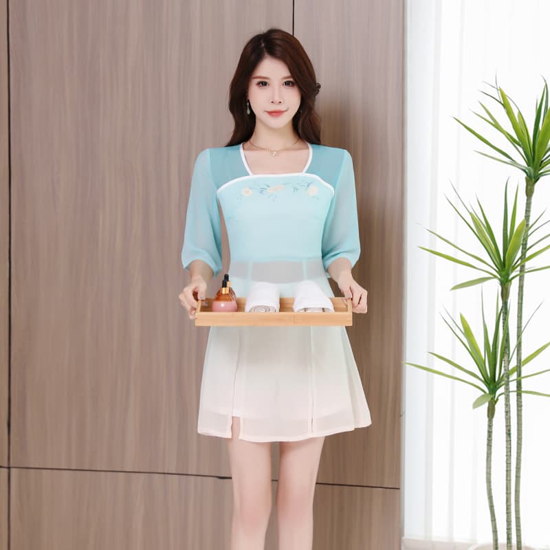 A9018-1 Foot Massage Technician Work Clothes New Health Center Club Massage Work Clothes Set Spa Foot Bath Work Clothes