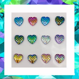 Resin Iridescent Heart 12mm Single Rhinestone Sticker, Gem Sticker, DIY Children's Rhinestone Sticker, Crystal Sticker