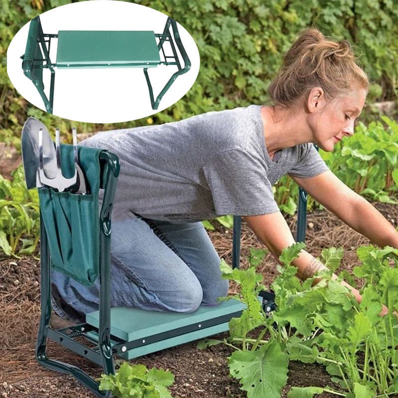Cross-border Outdoor Garden Kneeling Stool Multi-functional Sitting Kneeling Garden Kneeling Stool with Tool Bag Gardening Folding Kneeling Stool