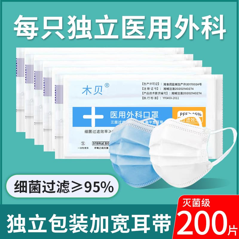 Disposable medical surgical mask adult independent portable portable three-layer protective medical mask wholesale