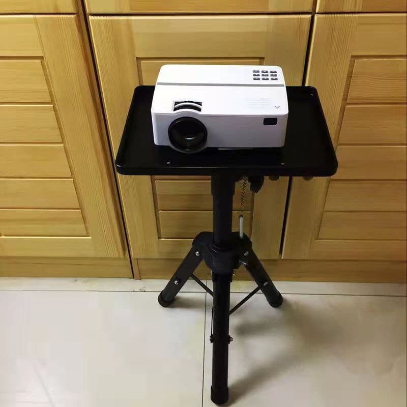 Projector Tripod Stand Floor Mount with Head Tray for Home Bedside, Foldable and Portable with Pan-Tilt Head
