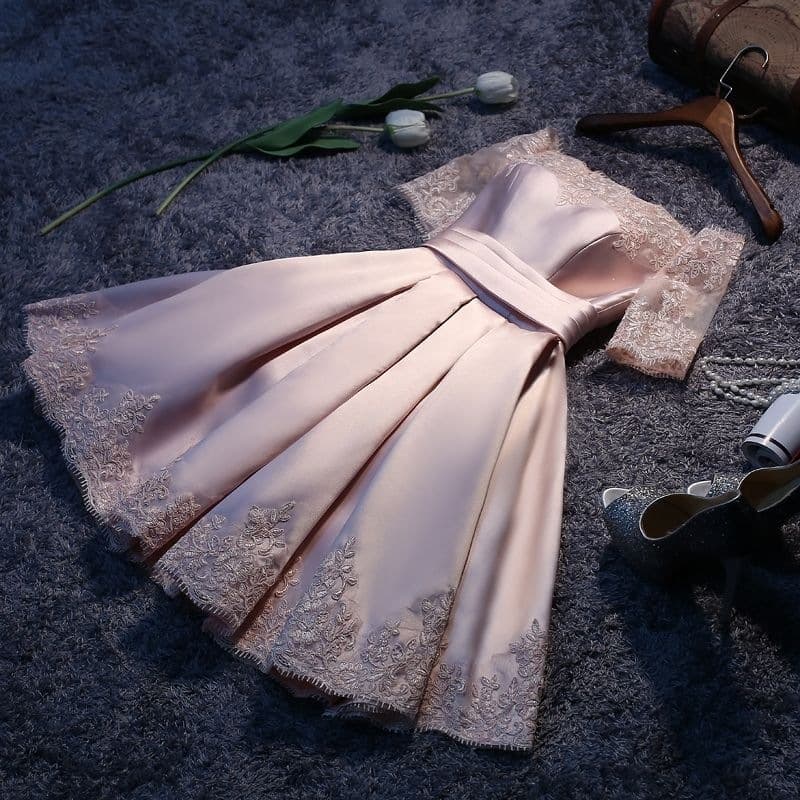 Short Hostess Dress One-Shoulder Engagement Dress for Women Wearable Daily Bridesmaid Pink Bride Dress