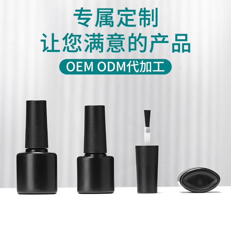 Light-Blocking Frosted Nail Polish Gel Bottle 6ml 8ml Black Nail Polish Bottle Light-Blocking Nail Gel Bottle with Brush Packaging Material