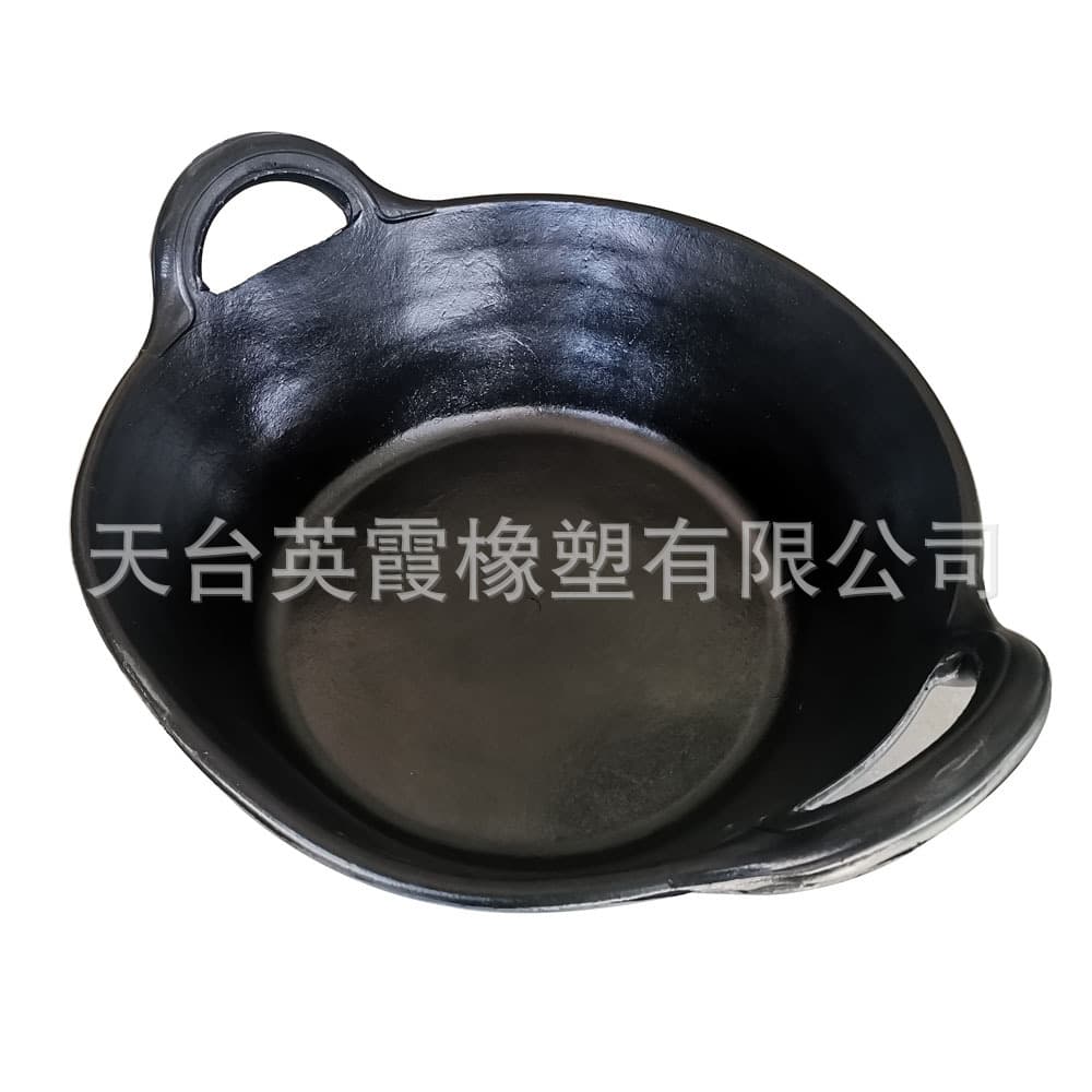Factory supply black rubber pet feed bowl, wear-resistant cement mixing bucket, cattle and horse forage trough with double ears