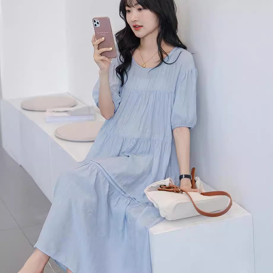 Summer New Maternity Dress Korean Style Loose Fit Conceals Belly Not Obvious Fresh Over-the-Knee Fairy Dress