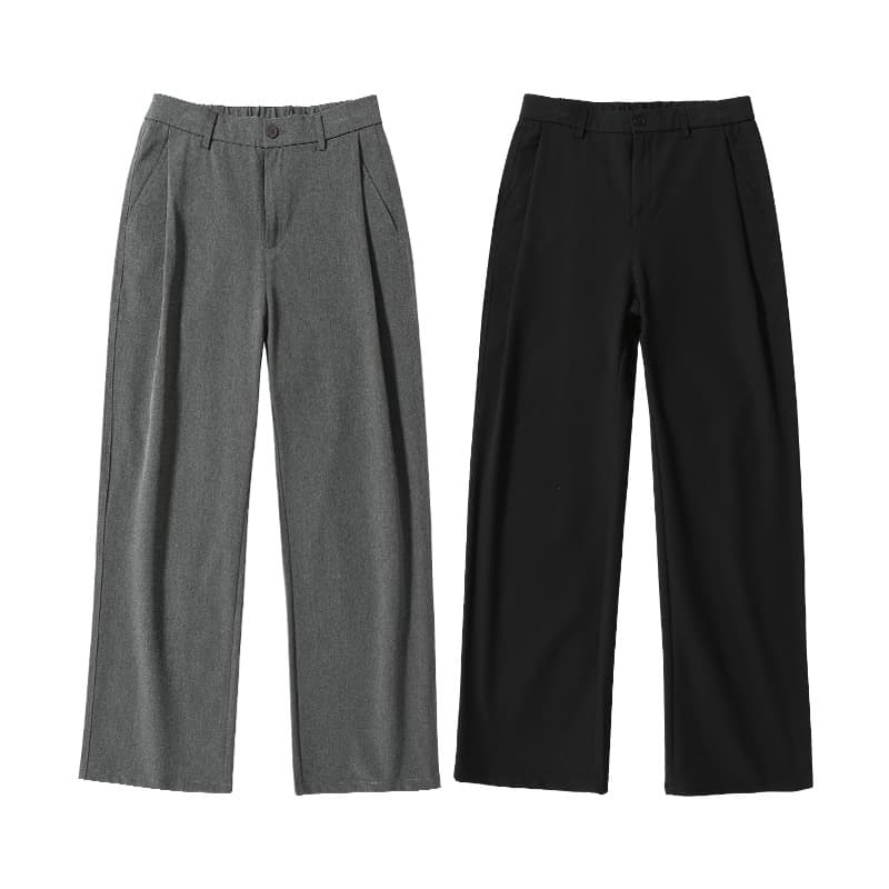 LKTM Men's Wear [Three-Needle] Summer TR Pleated Wide-Leg Trousers for Men and Women, Loose Fit, Cool-Touch, Simple Casual Pants