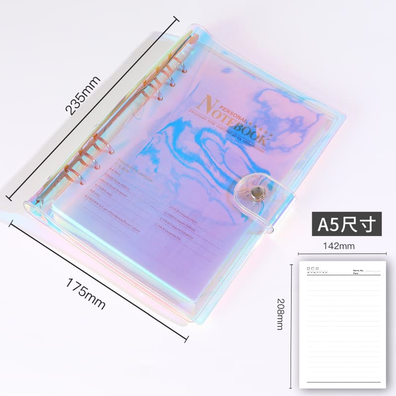 High-Quality Transparent Pvc Notebook Cover for Planners, A6 Binder with Japanese and Korean Ins-Style Design, Available with Logo Printing