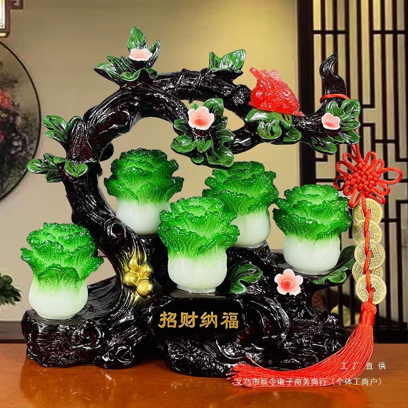 Jade Cabbage Ornament for TV Cabinet, Office, Living Room, Entrance, or Bar, Home Craft Decoration, Opening and Sustaining Business Gift