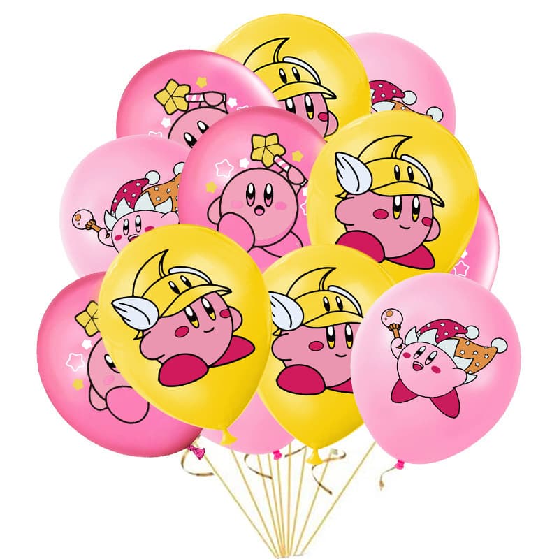 Kirby Theme Baby Birthday Party Pink Star Kirby Decoration Setup Latex Balloon Set