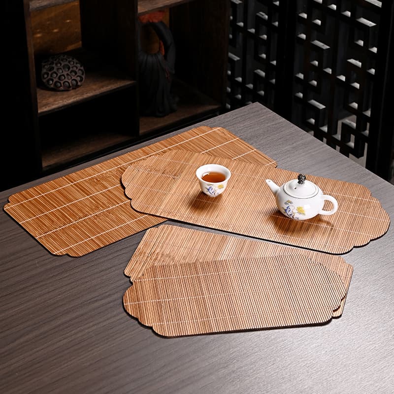Bamboo Tea Mat, Tea Coaster, Dry Brewing Mat, Bamboo Woven Tea Brewing Heat Insulation Cup Coaster, Kung Fu Tea Set Tea Ceremony Accessories, Portable Bamboo Mat