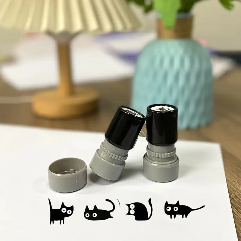 Cross-border popular cute black cat seal temu popular seal crooked neck black cat HA23 photosensitive seal wholesale