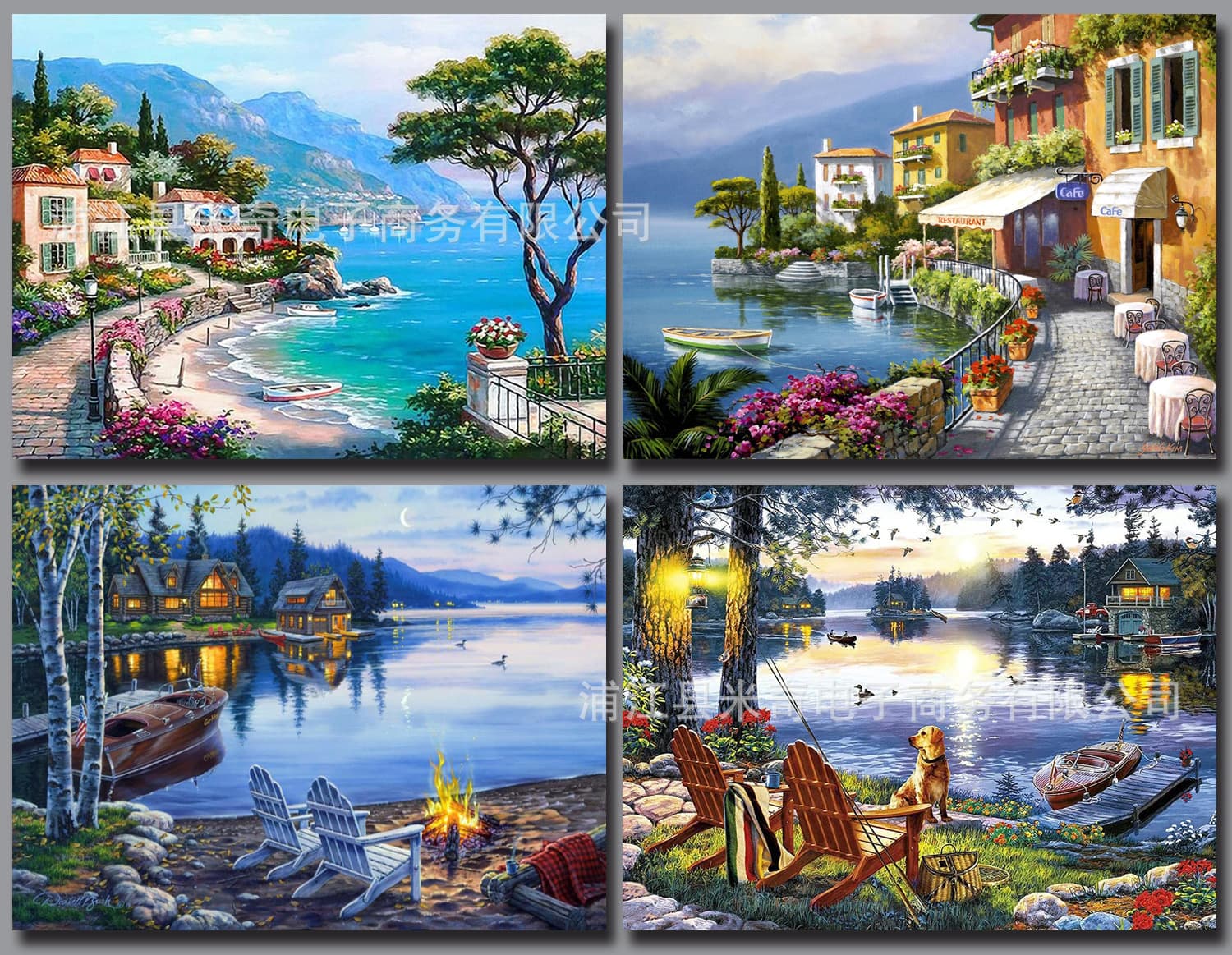 5D Art Diamond Painting Kit for Adults, Round Full Drill DIY Digital Mosaic Painting, Lake Cabin Decorative Art