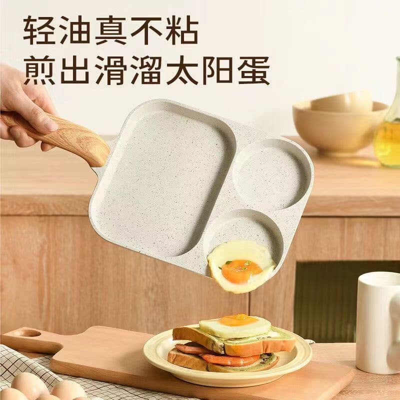 Household three-in-one hamburger pan omelette pan medical stone non-stick pan enlarged egg omelette pan breakfast pan