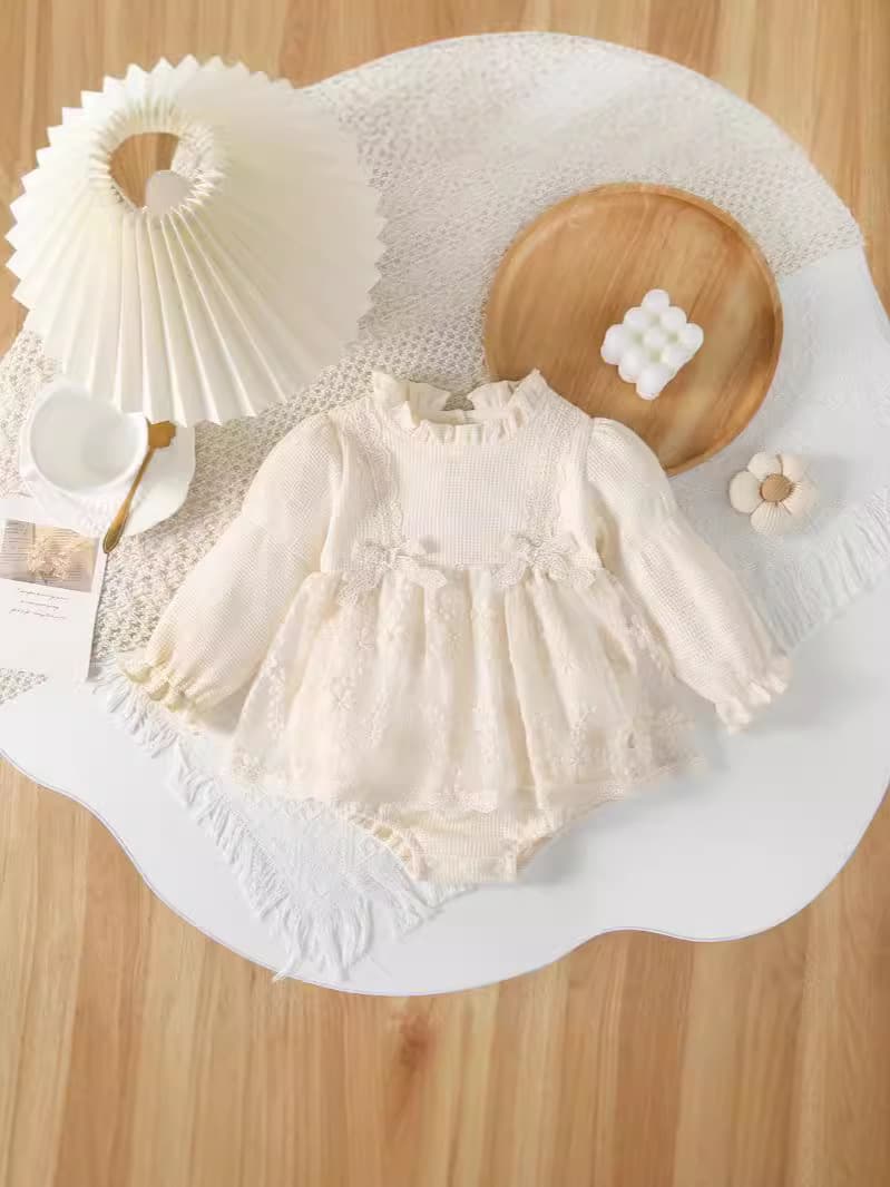 Baby Spring Lace Tulle Dress Newborn Girls 100 Days Birthday Party Romper Princess Bodysuit Jumpsuit