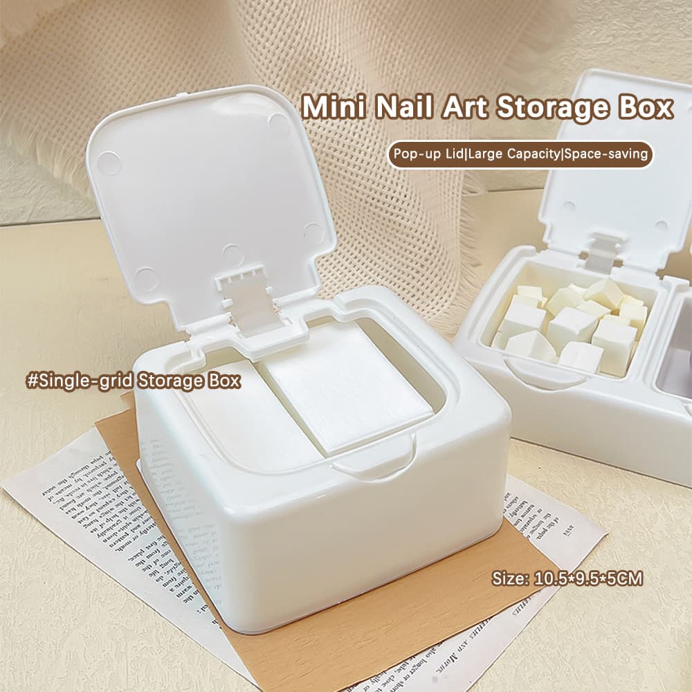 Pop-up style nail art storage box mini manicure towel box desktop jewelry storage plastic dustproof double compartment manicure tools