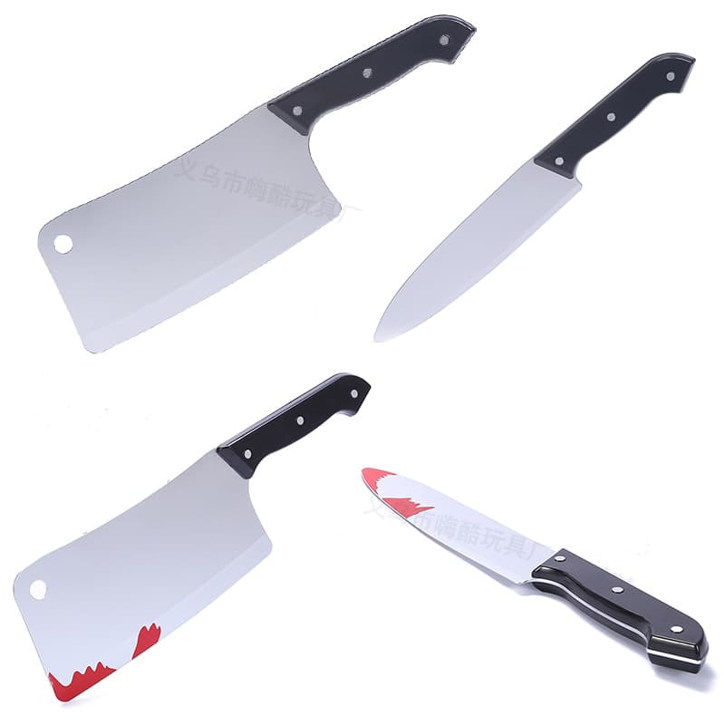 Halloween Prop Plastic Fake Fruit Knife Cleaver Prank Horror Bloody Dagger Masquerade Performance Accessory