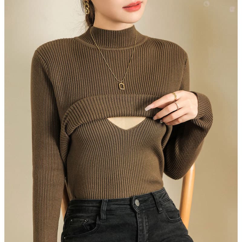 Nursing Sweater Autumn and Winter New Season Thickened Warm Postpartum Skin-Friendly Slimming Nursing Base Top Fashion