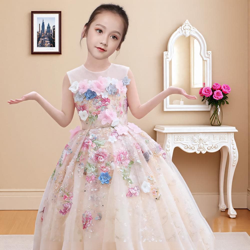 Girls' Stunning Evening Dress Little Princess Dress Children's Birthday Party Princess Dress Flower Girl Wedding Little Girl Birthday Banquet