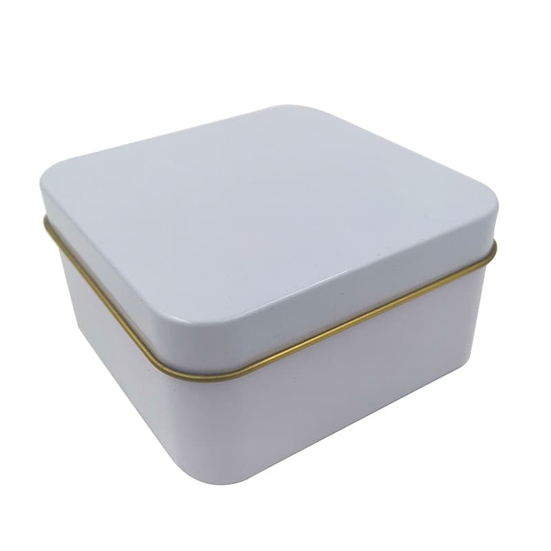 Wholesale white square tinplate box badge ring trinket packaging small batch silk screen small square box in stock