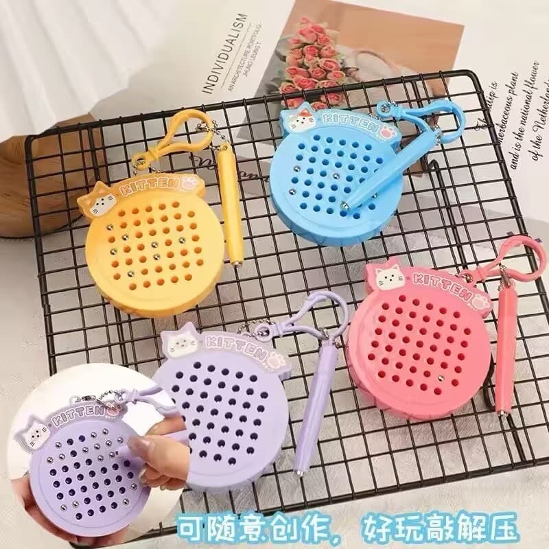 Cute Cat Magnetic Steel Ball Drawing Board Car Keychain Pendant Small Gift Backpack Decoration Chain Children's Day Gift