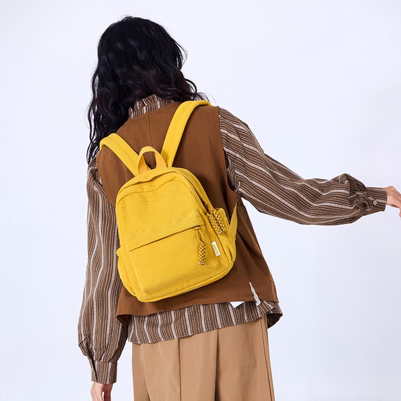 Corduroy Small Backpack Women 2025 Winter New Japanese Casual Minimalist Versatile Travel Shopping Soft Girl Backpack