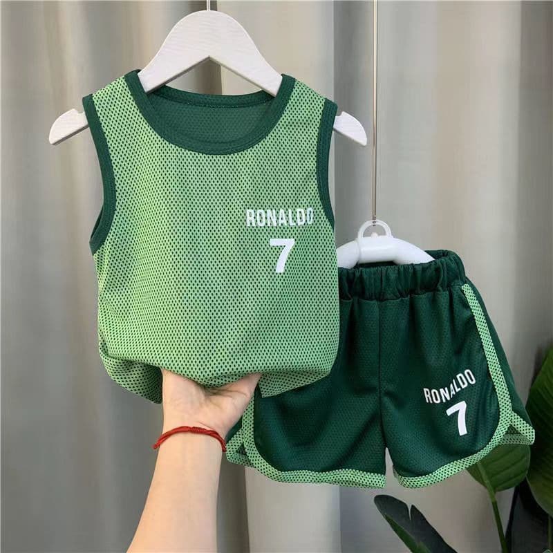 Boys Summer Sleeveless Set, Children's Vest and Shorts Summer Outfit, Loose Thin Quick-Dry Sports Two-Piece Set Trendy