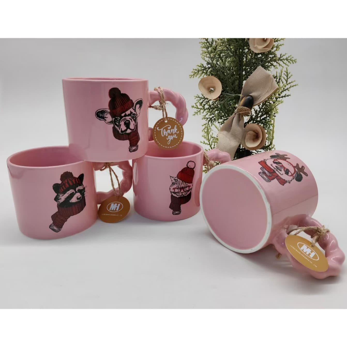 2024 Customized Mug Canton Fair New Product Launch Animal Cartoon Series Milk Cup Red Ceramic Cup