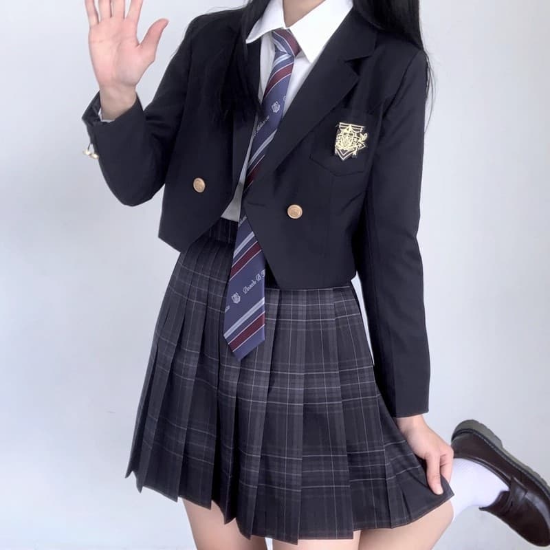 Authentic Japanese JK Suit Solid Color Short Single-button Blazer Autumn Winter Academy Style Student Uniform School Uniform Jacket Women