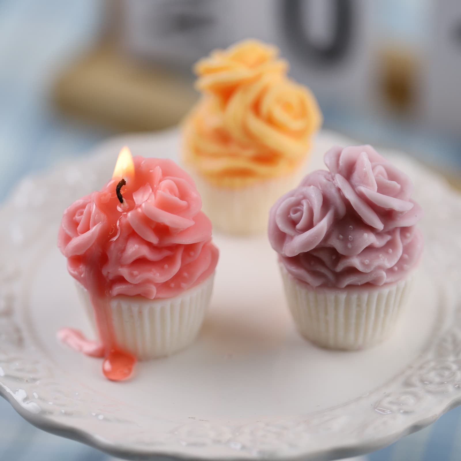 Ins Stereo Mini Cupcake Mold Cream Flower Baking Dessert DIY Scented Candle Silicone Mold