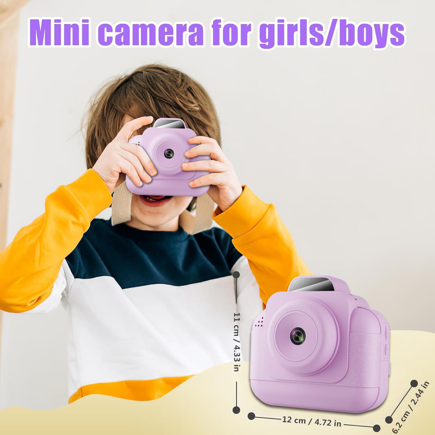 Cross-Border New Portable Kids Instant Photo Print Camera, Gift for Girls, HD Digital Camcorder Toy