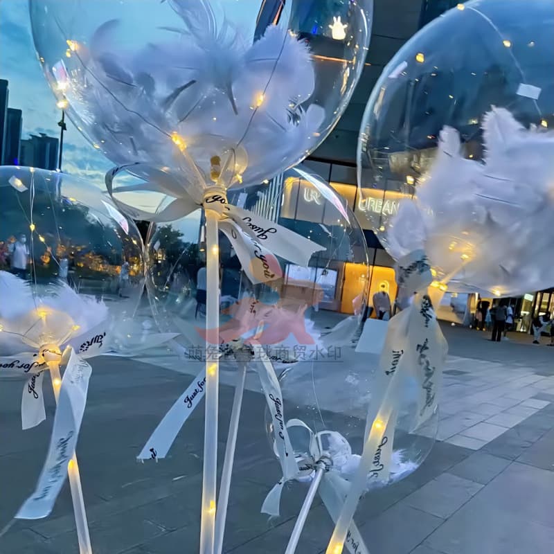 Flash Feather Bobo Ball with Light Transparent Luminous Balloon Wholesale Street Sale Street Stall