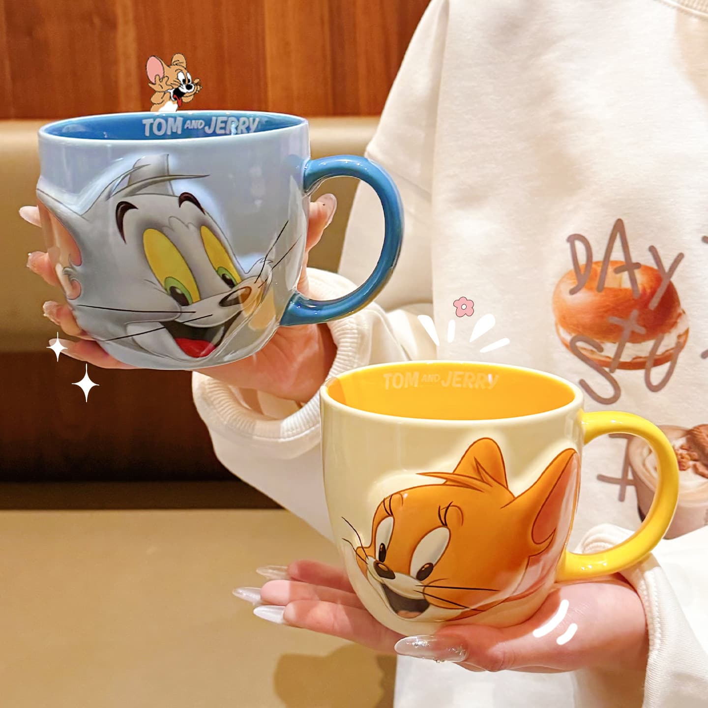 Tom and Jerry joint ceramic mug breakfast cup household cartoon high-looking cute couple cup water cup