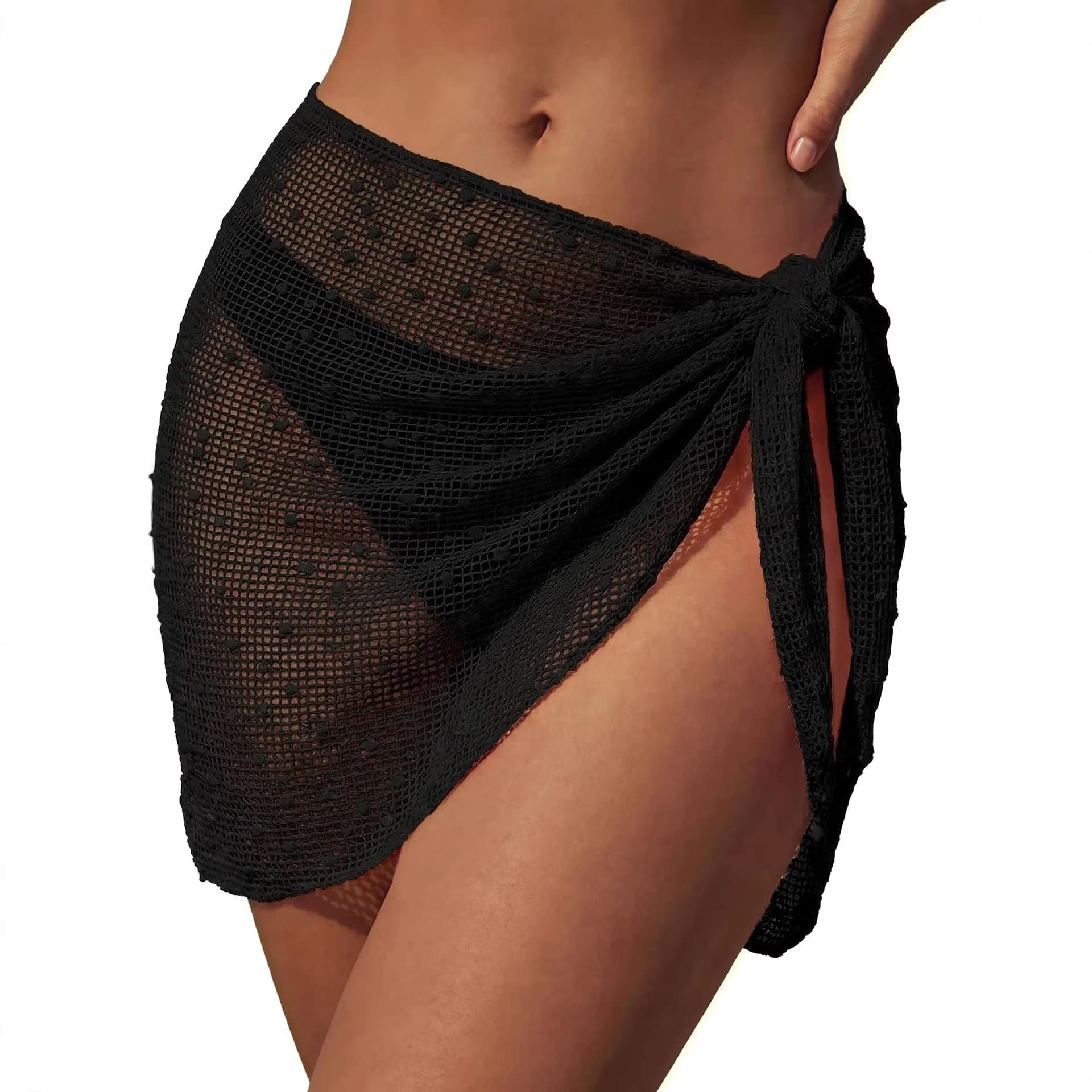 2026 New Cross-Border European and American Amazon Sarong Wrap Women's Beach Cover-Up Short Crochet Bikini Swimsuit Cover-Up Dress