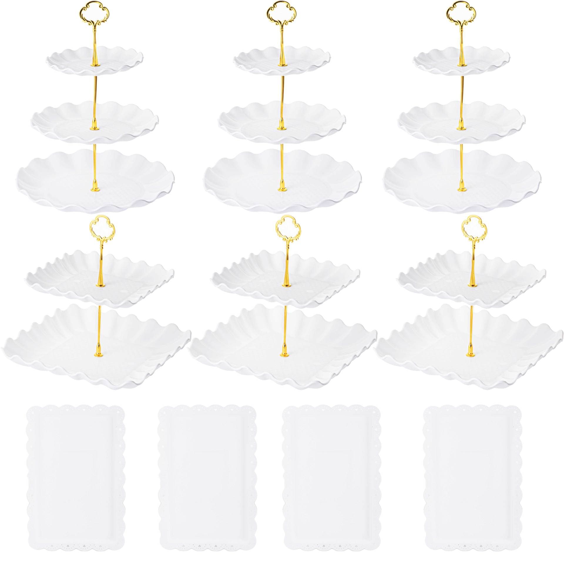 Three-Tier Fruit Plate Nut Tray Birthday Wedding Dessert Snack Tray Cake Stand Display Set