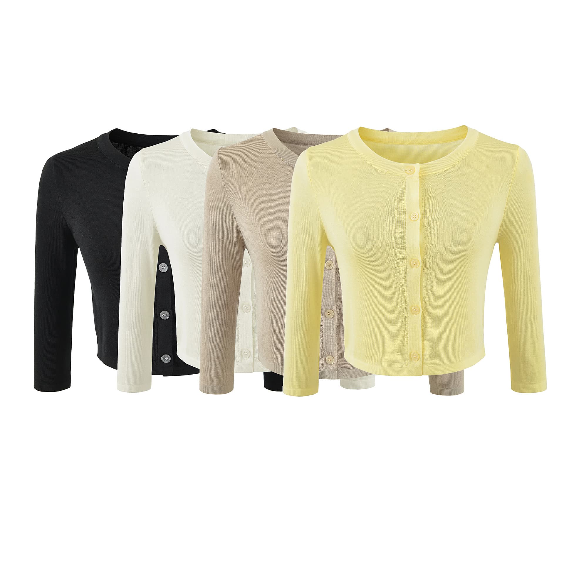 Lyocell Ice Silk Air-Conditioning Shirt, Mid-Sleeve Thin Knit Cardigan, Lightweight and Elegant, Simple Round-Neck Sun Protection Jacket for Women, Summer