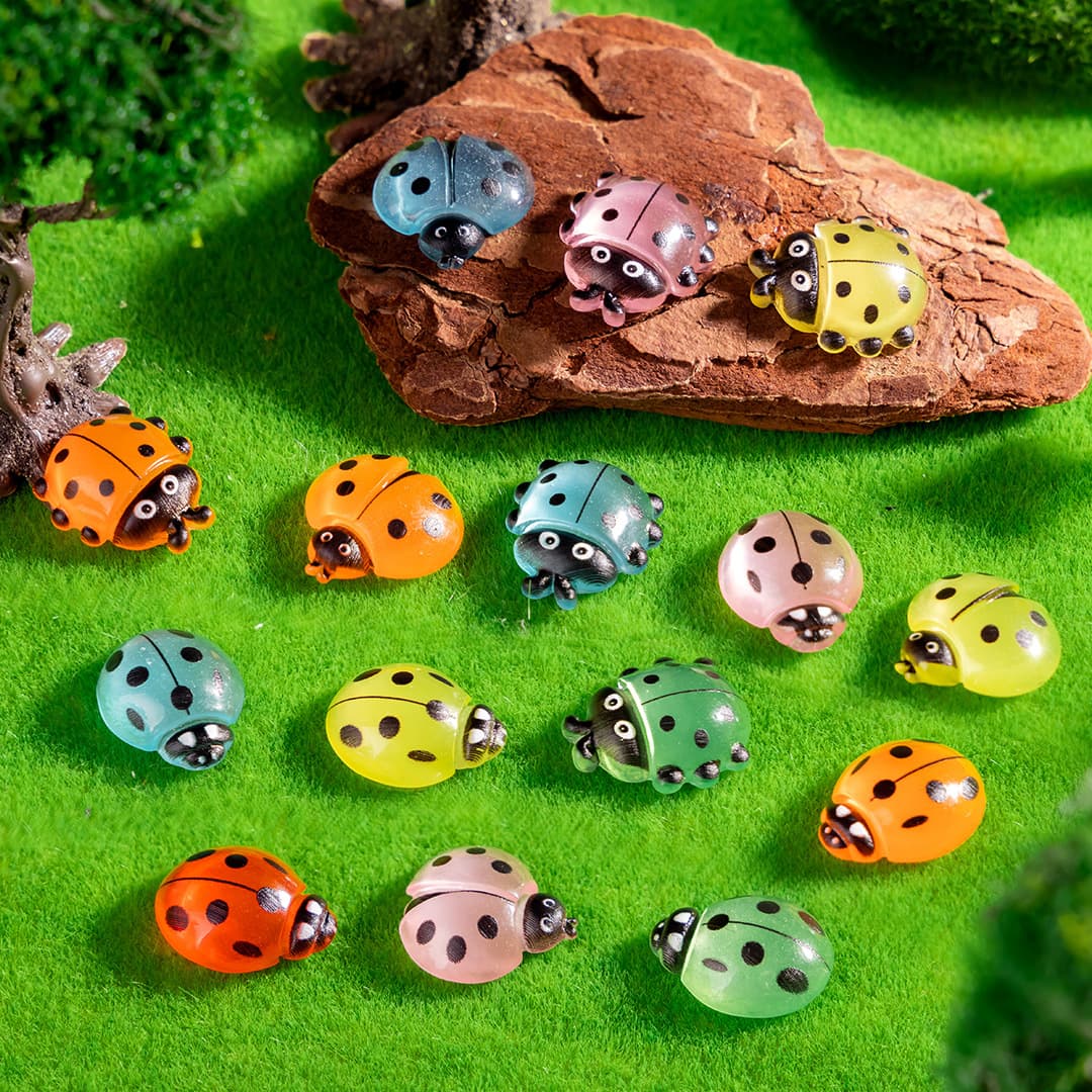 Seven-star ladybug beetle resin crafts micro landscape cream glue handmade hair accessories hairpins jewelry accessories ornaments