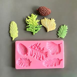 DIY Clay Leaf Pine Tree Pinecone Edge Decoration Silicone Mold for Chocolate, Plaster, Crystal Epoxy Resin Ornaments
