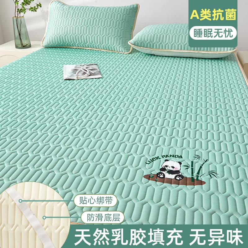 2026 summer new latex ice silk mat mother and baby cartoon single soft mat three-piece set cooling mat mattress