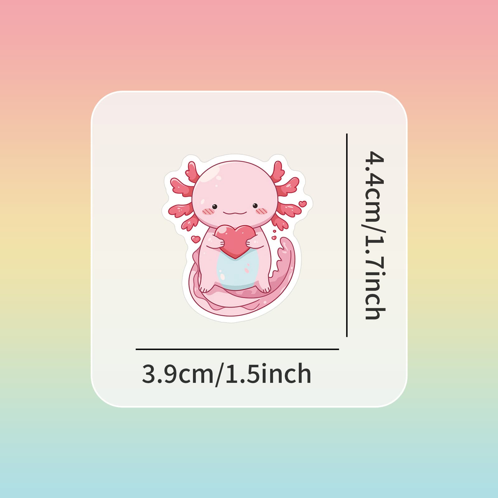 55 Sheets Axolotl Cartoon Cross-Border Decorative Suitcase, Phone Case, Notebook, Car, Water Bottle Stickers Wholesale