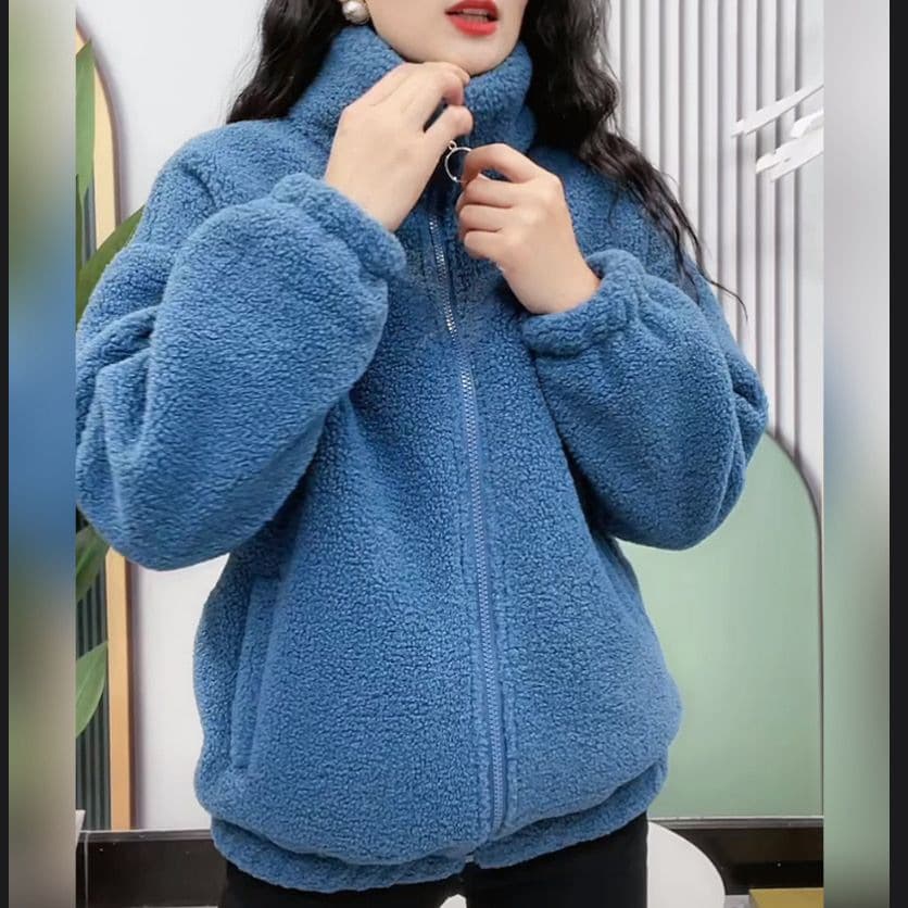 Autumn/Winter Mother's Wear Lamb Wool Fleece Lined Thick Warm Cotton Clothing, Fashionable Middle-Aged and Elderly Women's Wear Pellet Fleece Thick Coat