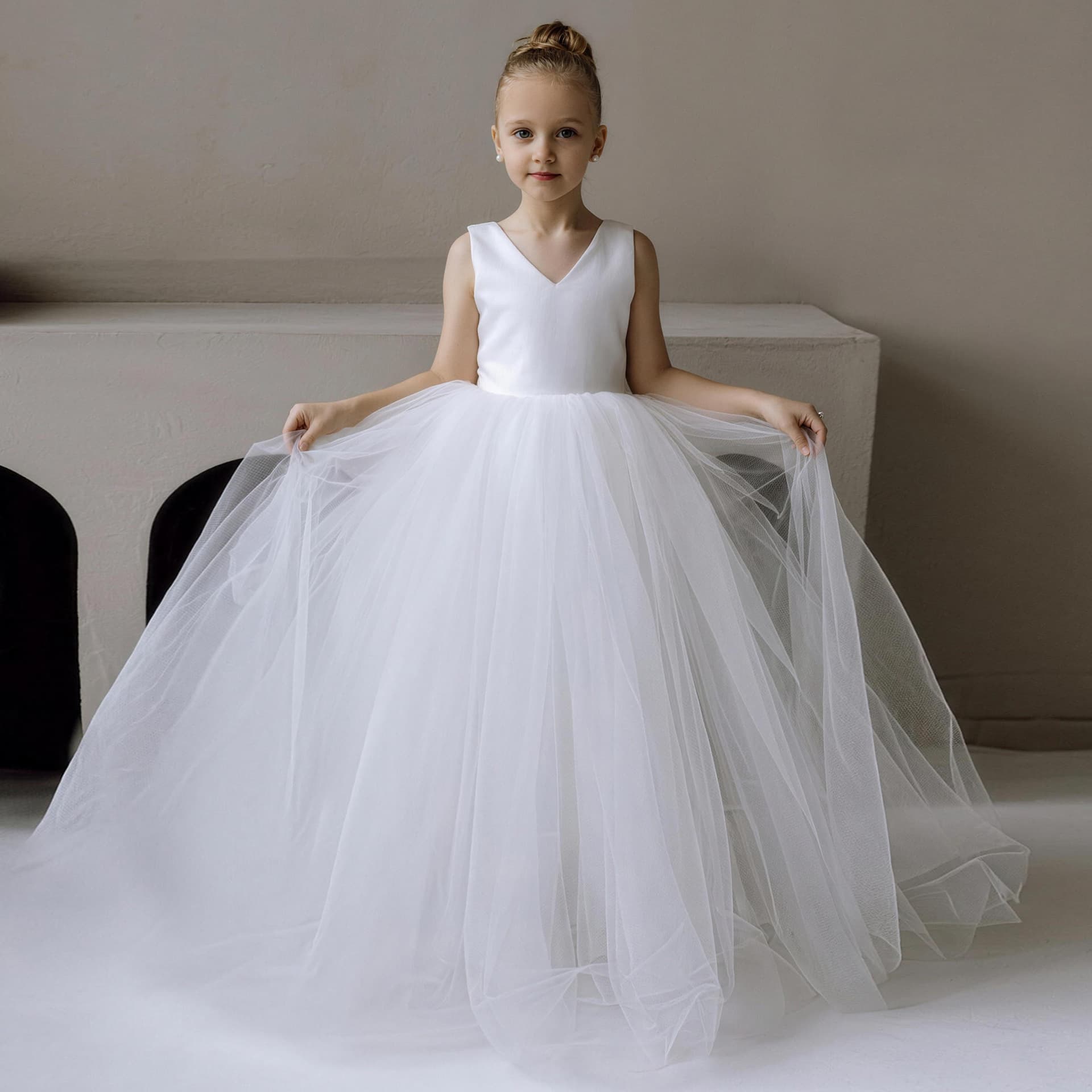 Children's Evening Gown Birthday Banquet Model Piano Host Performance Dress Flower Girl Wedding Princess Dress for Cross-Border Trade