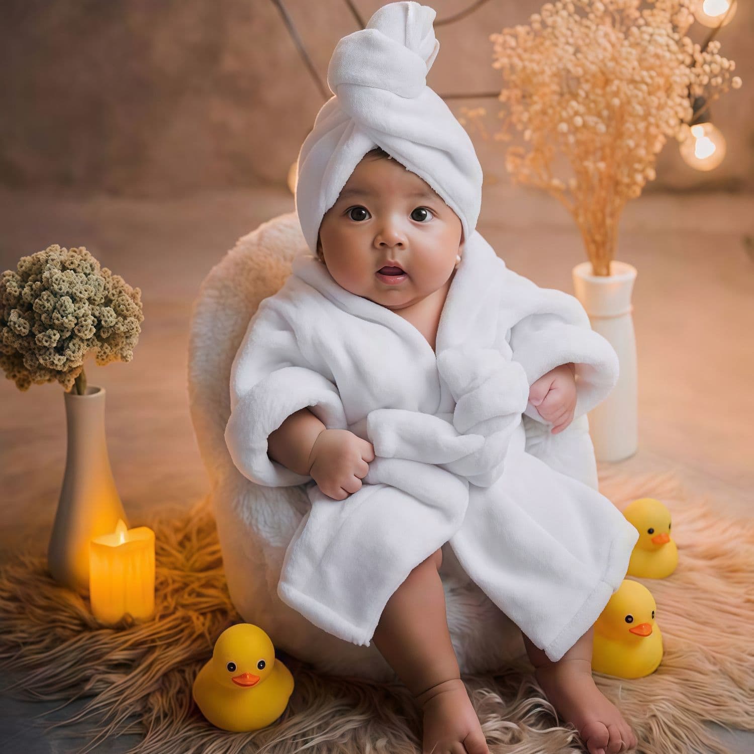 Baby Bathrobe Children's Photography Clothing Infant White Coral Fleece Baby Bath Towel 100-Day Photo Shoot Outfit
