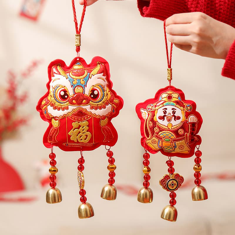 New Year Hanging Decor 2026 Year of the Horse: Spring Festival Living Room Scene Setup, Entryway Fu Character, Awakening Lion Bell Ornaments
