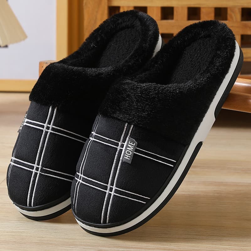 New Cotton Slippers Men Large Size 51 Winter Cotton Slippers Women Warm Wool Slippers Thick Sole Plush Slippers