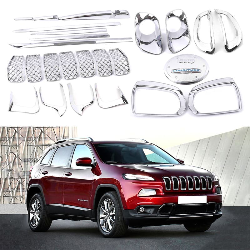 Rearview Mirror Cover for 14-18 Jeep Cherokee ABS Stainless Steel Grille Decoration External Styling Suitable for All Models